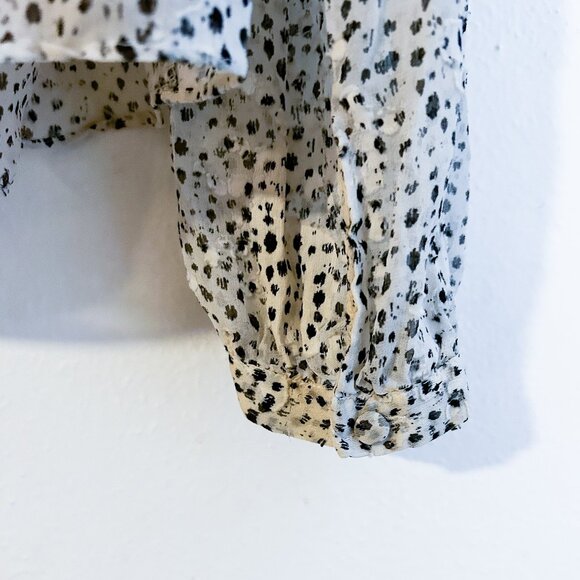 REBECCA TAYLOR Silk Tie Neck Snow Leopard Print Long Sleeve Blouse SZ12 - Picture 6 of 13